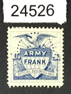 US STAMPS # 1 ARMY FRANK OFFSET MINT OG H CAT. $ LOT #24526