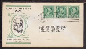 US Longfellow 1940 Linprint Typed FDC BIN