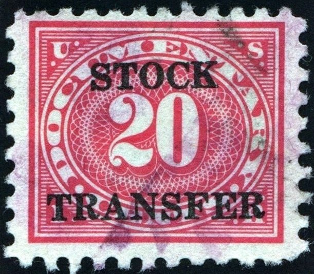 RD41 20¢ Revenue: Stock Transfer (1920) Used