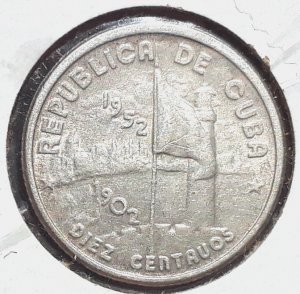 1952 Cuba Silver Coin10c Circulated