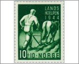 Norway Used NK 327   People at work 10 Øre Dark green (Horse)