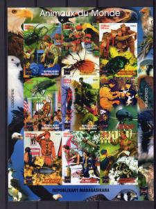 Madagascar 1999 Boy Scouts/Insects/Birds of Pray Sheetlet (9) IMPERFORATED MNH