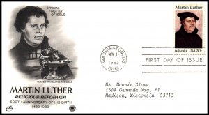 US 2065 Martin Luther PCS Artcraft Variey Typed FDC