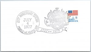 US SPECIAL POSTMARK COVER 275 YEARS OF THE CITY OF MOBILE ALABAMA 1977 TYPE C