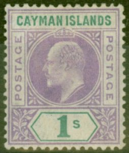 Cayman Islands 1907 1s Violet & Green SG15a Dented Frame Mtd Mint