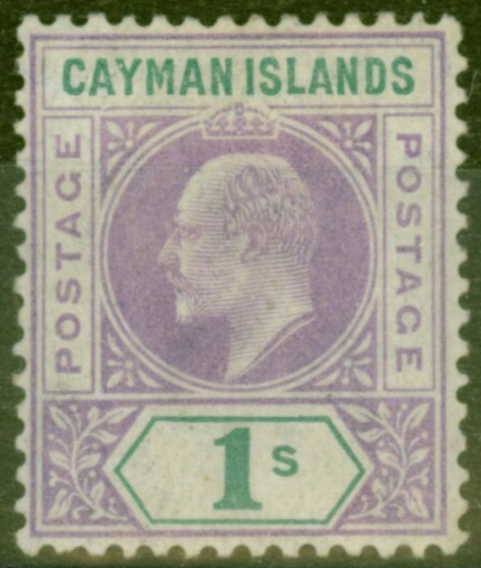 Cayman Islands 1907 1s Violet & Green SG15a Dented Frame MM