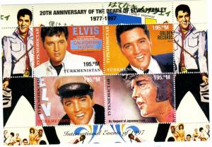 Turkmenistan 1997 SPACE Elvis Presley Sheet Perforated Mint (NH)