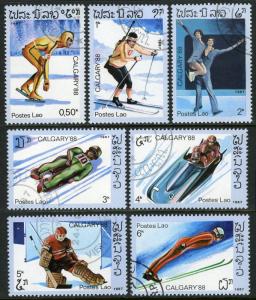 Laos 758-764,MI 965-971,CTO.Olympics,Calgary.Biathlon,Luge,Bobsled,Hockey, 1987