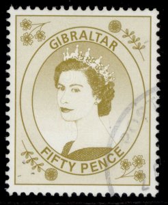 GIBRALTAR QEII SG868, 1999 50p bistre, FINE USED.