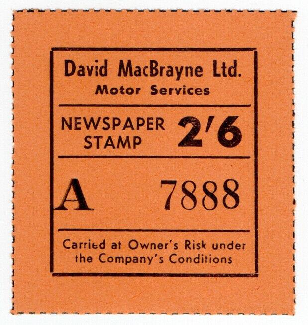 (I.B) Cinderella Collection : David MacBrayne Motor Services - Newspapers 2/6d