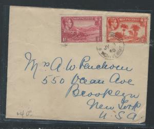 MONTSERRAT (P0912B) 1940  KGVI 1D+2D PLYOUTH TO USA