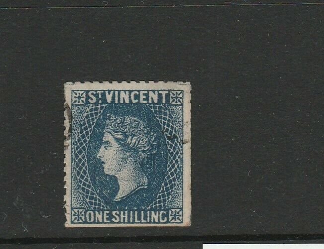 St Vincent 1869 1/- Indigo, Used, Forgery