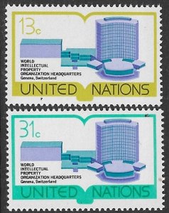 UNITED NATIONS NEW YORK 1977 Intellectual Property Org Set Sc 281-282 MNH