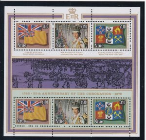 Niue # 221, Queen Elizabeth II Coronation 25th, Sheet, Mint NH, 1/2 Cat.