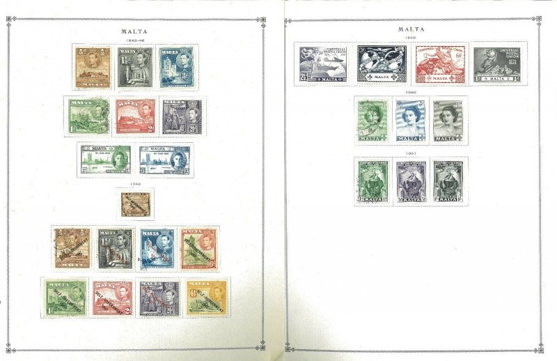 Malta 1943-1999 Mostly Mint w/Some Used Hinged on Scott Int. Pages