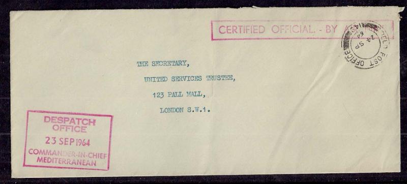 GB 1964 QE2 Envelope used stamped 'certified offical' ( 1473