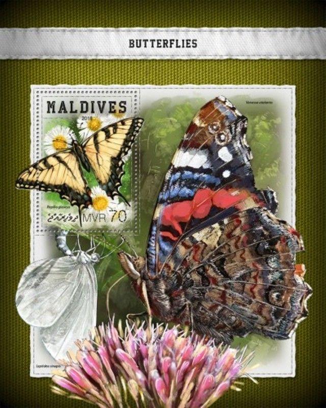 Maldives - 2018 Butterflies on Stamps - Stamp Souvenir Sheet MLD18414b