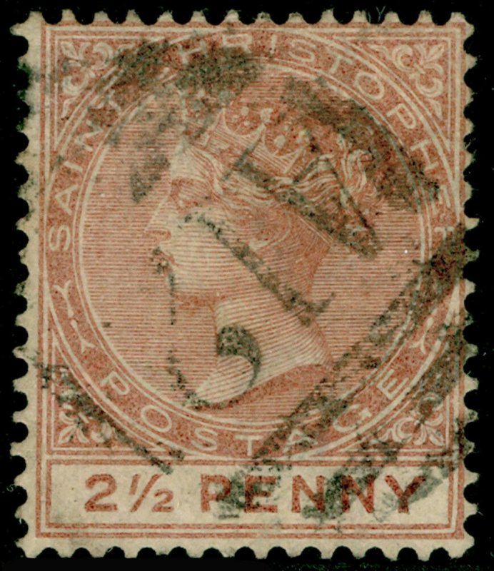 ST CHRISTOPHER SG14 1882 2½d Pale Red Brown FINE USED. Cat £60.