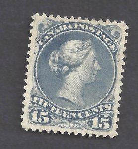 CANADA # 30e VF MH 15 CENT DEEP BLUE LARGE QUEEN PERF 12 x 12 1/4 BS31683