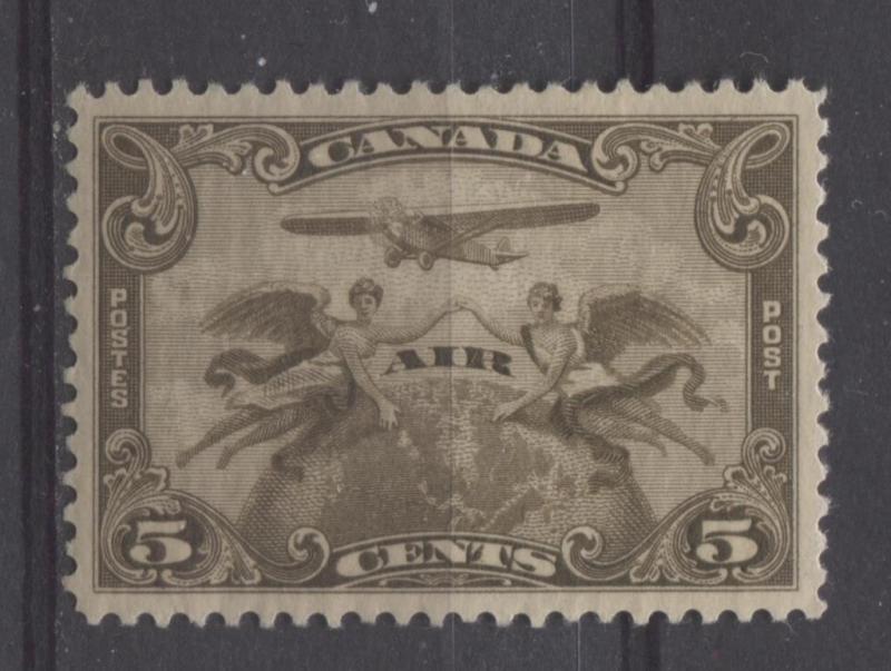 Canada #C1 5c Olive Brown 1928 Scroll Issue Airmail No Mesh VF-84 OG