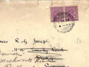 1933 India Swansea GB Cover {samwells-covers}PTS  AK278