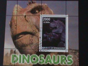 ​SOMALILAND-2001-PREHISTORY ANIMAL-DINOSAURS --CTO -SHEET VF FANCY CANCEL