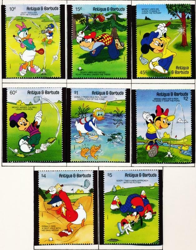 DISNEY ANTIGUA 1456-1463 MINT NH MICKEY GOLF 