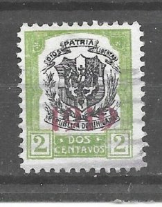 Dominican Republic Stamp- Scott # 219/A25-2c-Canc/H-1919-Overprinted-NG