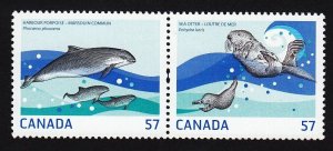 CANADA - SWEDEN joint = MARINE LIFE = Pair from BK = Canada 2010 #2387c,d MNH