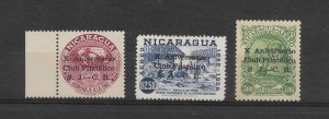 NICARAGUA 1960 SURCHARGED SET PHILATELIC CLUB OF SAN JOSE OVERPRINTED C443/45