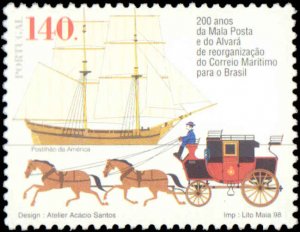 Portugal #2271-2272, Complete Set(2), 1998, Ships, Automotive, Never Hinged