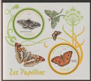 BUTTERFLIES perf sheet containing two circular values mnh