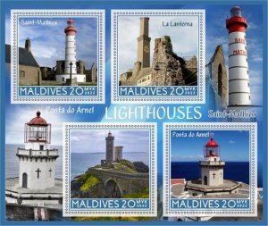 Stamps. Architecture, Lighthouses 2022 year 1+1 sheets perf Maldivies