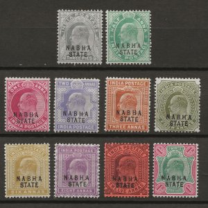 India Nabha 27-36, excl 30A MHR F/VF 1903-09 SCV $51.20 (jr)