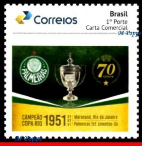 21-51 BRAZIL 2021 PALMEIRAS, WORLD CHAMPION IN 1951, SOCCER FOOTBALL, PB-192 MNH