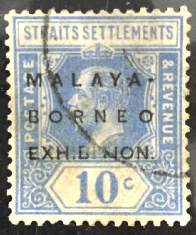 Malaya-Borneo Exhibition MBE opt SS KGV 10c Thin I in Exhibition SG#254? M3009