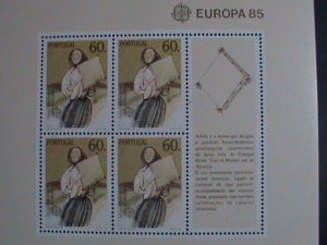 ​PORTUGAL-1985-SC#1627a EUROPA 85-WOMAN PLAYING TAMBOURINE MNH S/S SHEET VF