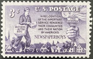 Scott #1015 1952 3¢ Newspaper Boys MNH OG VF