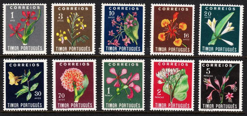 TIMOR — SCOTT 260-269 — FLOWER SET — MLH — SCV $31.65+