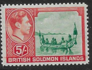 BRITISH SOLOMON IS. SG71 1939 5/= EMERALD-GREEN & SCARLET MNH