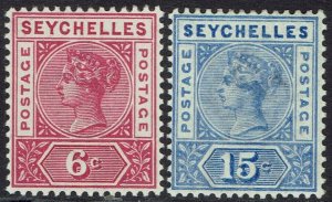 SEYCHELLES 1897 QV 6C AND 15C