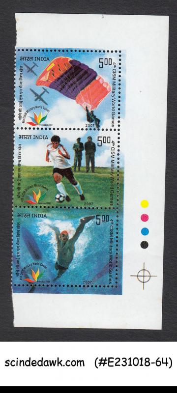 INDIA - 2007 4th CSIM MILITARY WORLD GAMES TRAFFIC LIGHT SE-TENANT 3V STRIP MNH