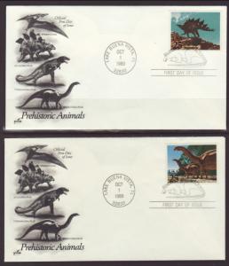 US 2422-2425 Dinosaurs Artcraft S/4 U/A FDC