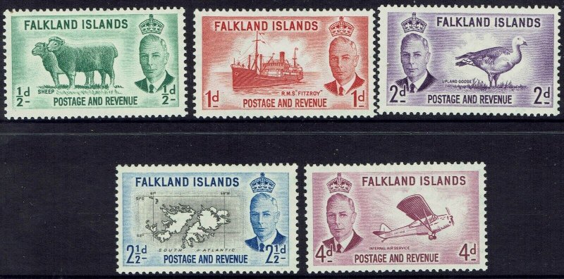 FALKLAND ISLANDS 1952 KGVI PICTORIAL RANGE TO 4D MNH **
