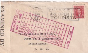 Canadian censor May,1940 to S.L.Allen Co., maker of Flexible Flyer snow sled