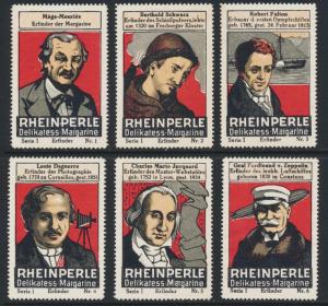  RHEINPERLE DELIKATESS MARGARINE  SERIES 1 (#1-6) GERMAN POSTER STAMPS