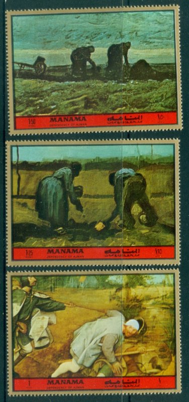 Manama 1972 Mi#1076-1078 Famous Paintings MLH