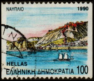 Greece 1697A - Used - 100d Nauplia (Bklt single) (1990) (cv $0.75)
