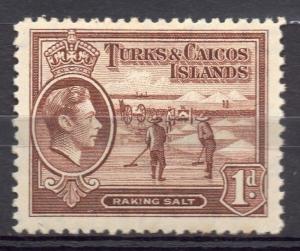 Turks and Caicos Islands 1938 GVI Early Issue Fine Mint Hinged 1d. 082699