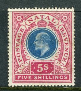 NATAL; 1902 early Ed VII issue fine Mint hinged Shade of the 5s. value